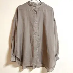 NICE CLAUPナイスクラップノーカラーシアーシャツブラウス　オーバーサイズ