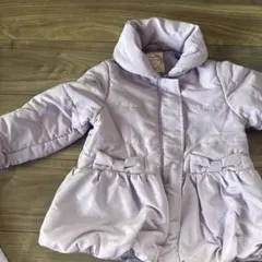 薄紫 フリル付き中綿コート 100cm