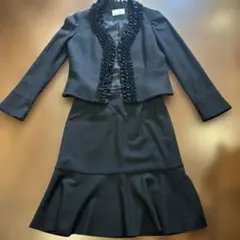 ◆エムプルミエ◆フォーマル可◆ウール◆フリル付スーツセットアップ◆サイズ40