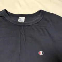 Champion ブラック ワンポイントTシャツ XL