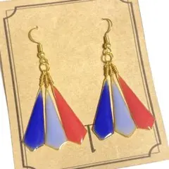 揺れる 青 赤 水色 レジン３色ピアス ハンドメイド イヤリング変更可能