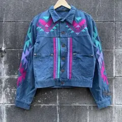 90s ラルフローレン デニムジャケット ジージャン ネイティブ柄