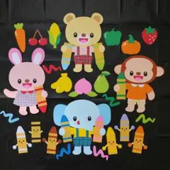No.86 壁面飾り 動物とクレヨン 幼稚園 保育園のサムネイル