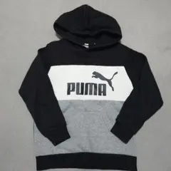 PUMA フード付きトレーナー 黒/グレー130cm