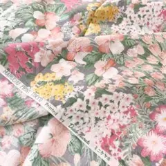 花柄　服地　ピンク　ローンリップル　250㎝　日本製