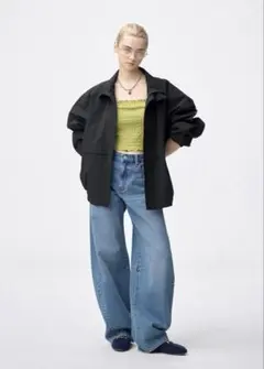 GU バレルレッグジーンズ 丈長め81.0cm BLUE