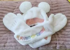 美品　ディズニーリゾート　40周年　ファンキャップ　マフラー　手袋　白ファー