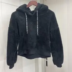 黒　ボアフードパーカー　パーカー　もこもこ　ブラック　L ふわふわ