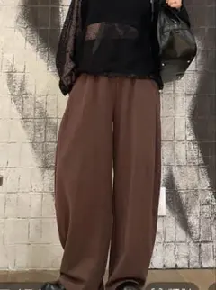 ジーナシス　接触冷感　スウェットパンツ ブラウン系 ウエストゴムのサムネイル