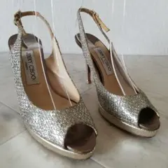 JIMMY CHOO ジミーチュウ 本革グリッター パンプス 35.5