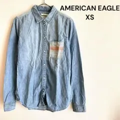 アメリカンイーグル　デニムシャツ 長袖　スリムフィット　ライトブルー　XSのサムネイル