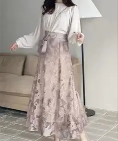 【本日限定値下】GRLオーガンジーオパール花柄フレアスカート グレイルtu523