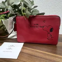 【未使用・タグ付き】COACH スヌーピーポーチ レッド