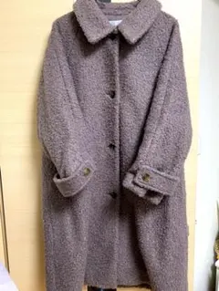 ボア素材 グレー ロングコート