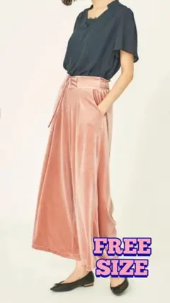 【アースミュージック&エコロジー】ベロアスピンドル ワイドパンツ ピンク