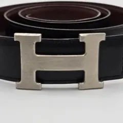 Hermes - H型バックル 黒レザーベルトのサムネイル