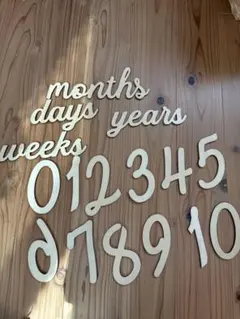 木製 月齢フォト用 数字と文字セット 0-10
