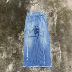 Y2K archive fringe flare wide denim Mのサムネイル