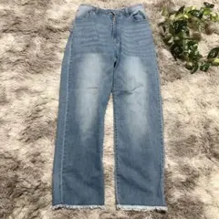 a.v.v アー・ヴェ・ヴェ フリンジ裾 ワイド デニム パンツ ジーンズ Sのサムネイル