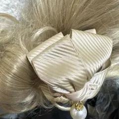 +❥❥厳選クリップコーナー319キラキラプリーツリボン型貝型バンズクリップ7cm