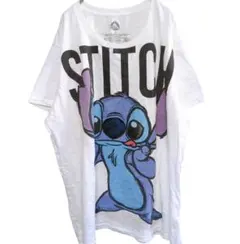 超希少 ディズニー スティッチ ビッグプリント Tシャツ 白 2XL 海外古着のサムネイル