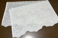 カフェカーテン　 ホワイト　 刺繍レース生地　花模様