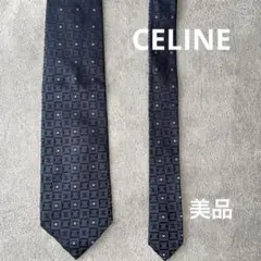 【ネクタイ】セリーヌ　CELINE ブラック ロゴマーク柄