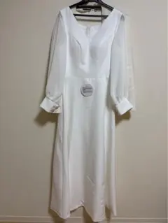 ドレス Vネック 長袖 ワンピース ブライダル 前撮り ワンピース