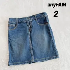 美品✨【エニィファム】デニムミニスカート (２) 台形 ブルー カジュアル