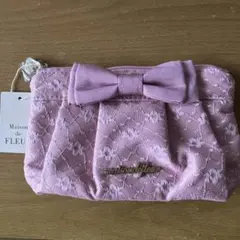 新品 Maison de FLEUR タックSポーチ ピンク　リボン　希少　レア