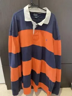 90’s ラルフローレン　ラガーシャツ　ボーダー　オレンジ　紺