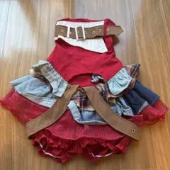 ダンス衣装　レッド フリル スカートセットアップ xs