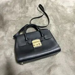 極美品FURLA 2wayレザーショルダーバック黒