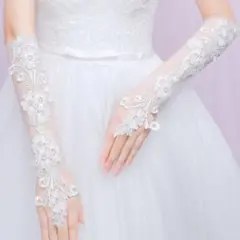 【大人気ミドル丈】ウエディンググローブ　レース　刺繍 ブライダル 手袋 花嫁