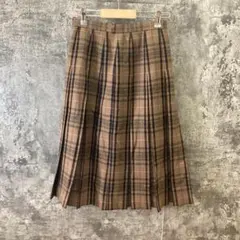 ウール100％✨レリアン/leilian【M】プリーツスカート チェック柄