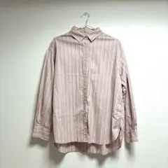 studio CLIP ロイヤルオックスマルチシャツ ピンクストライプ 長袖 春