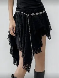 新品 SHEIN レース スカート ブラック 黒 非対称 XL Dazy