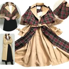 新品❀グレーコンチネンタル　チェック切替3WAYトレンチ　日本製　107800円