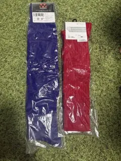 サッカーソックス 2足セット 紫 レッド
