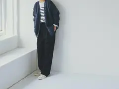 北欧暮らしの道具店　ブラックカーディガン 長袖 ウール混 北欧暮らしの道具店 ブラックカーディガン 長袖 ウール混