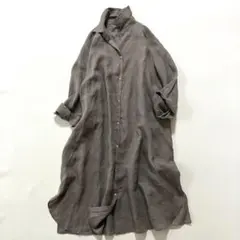 【美品】Squady スカディ　リネンオーバーサイズシャツワンピース　日本製
