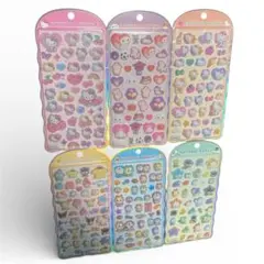 【正規品】 コットンパフィーシール　6種セット　サンリオ　ディズニー　ドラえもん