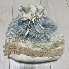 ジェラピケ　フリル　巾着ポーチ