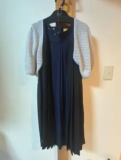 LAUTREAMONT ネイビー・ホワイト パフスリーブドレス