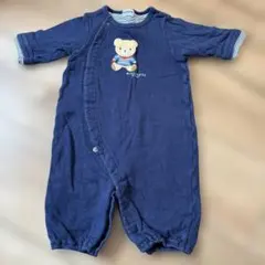 50-60 ミキハウス MIKI HOUSE ネイビー ロンパース