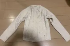 アイボリー ケーブル編み カーディガン 150