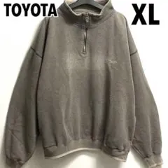 TOYOTA トヨタ 刺繍ロゴ フェード ハーフジップ スウェット 古着好きに！