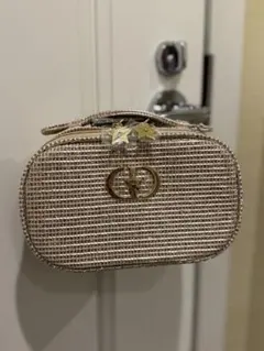 ディオール・￼ゴールド系ラウンド型・化粧品ポーチ