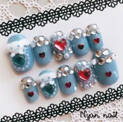 シナモン ブルー キラキラ ネイルチップ