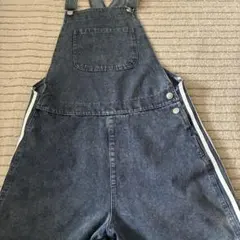 サイドライン デニム サロペット ショートパンツ